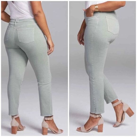 NWT NYDJ Green Curves 360 Slim Straight Hi Rise Ankle Denim Jeans SIZE 28 - Picture 1 of 16